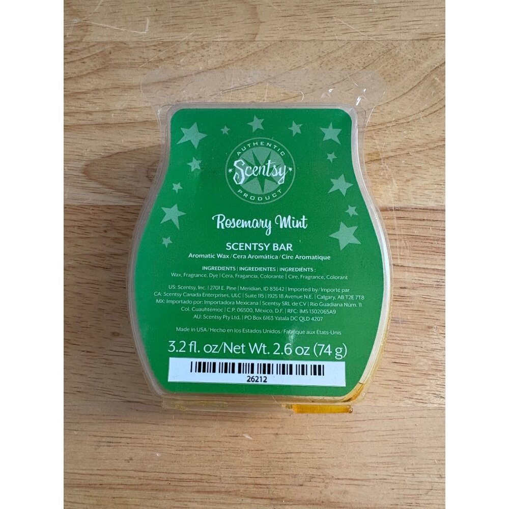 Scentsy Authentic Bar Rosemary Mint Scented Wax Bar 8 Cubes Made In USA